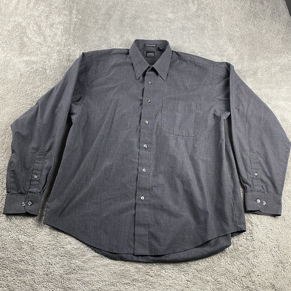 Arrow Dress Shirt Mens Medium Black Wrinkle Free Button Up - Picture 1 of 13